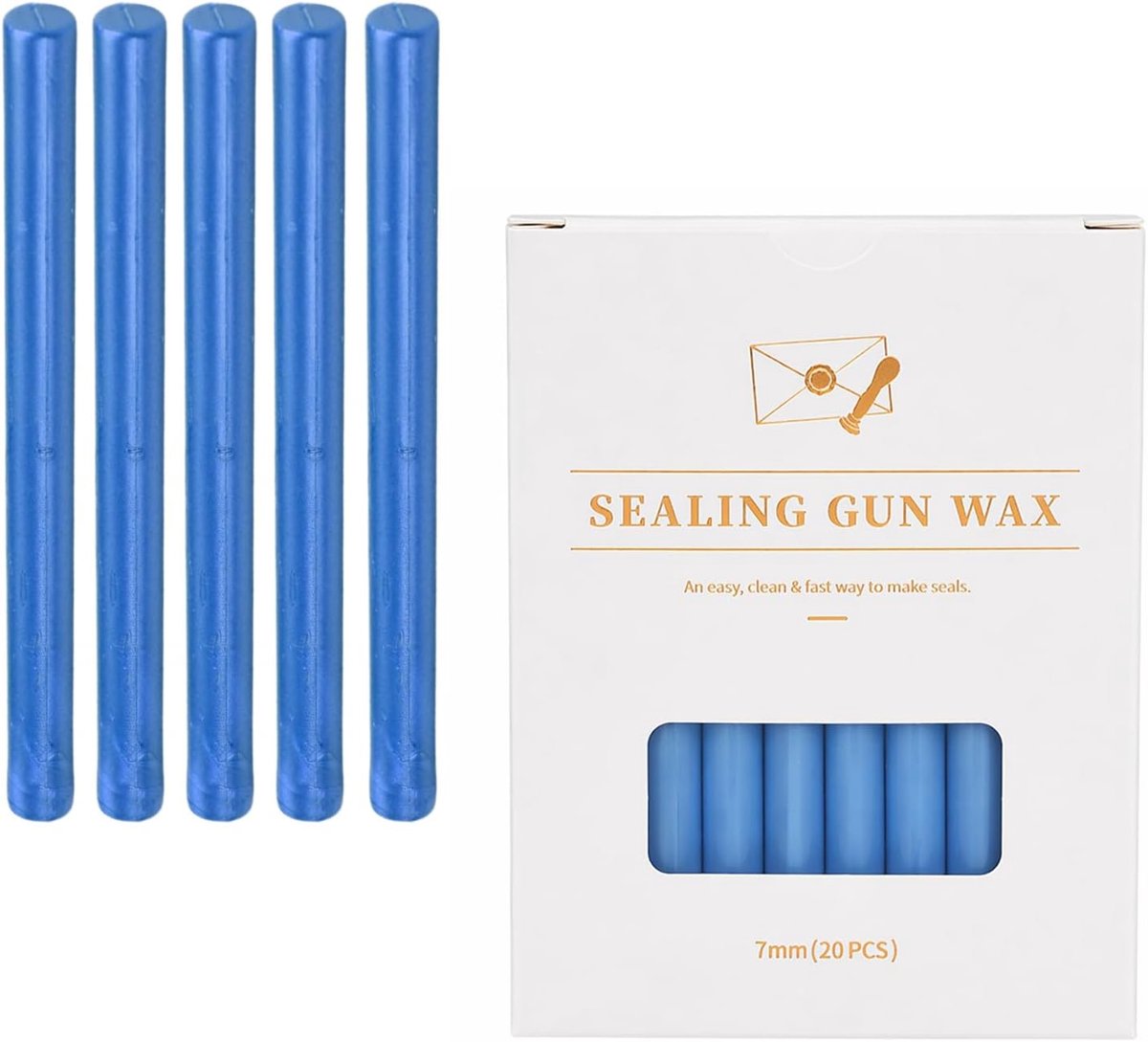 Zegelwas voor waspistool, 7 mm, 20 stuks waszegelwas, metallic, zegellaksticks voor doe-het-zelf knutselen, zegelstempels, brieven, kaarten, enveloppen, uitnodigingen, feest