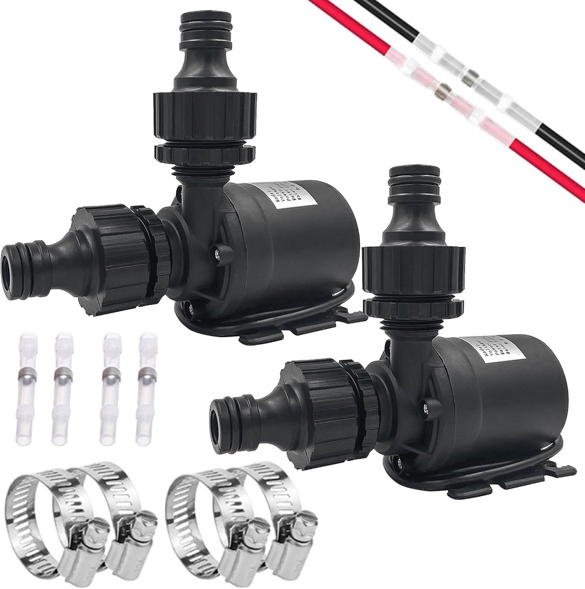 Pack of 2 Brushless Submersible Water Pump 12 V - 800 L/H 5m - Fountain, Water Circuit, Aquariums