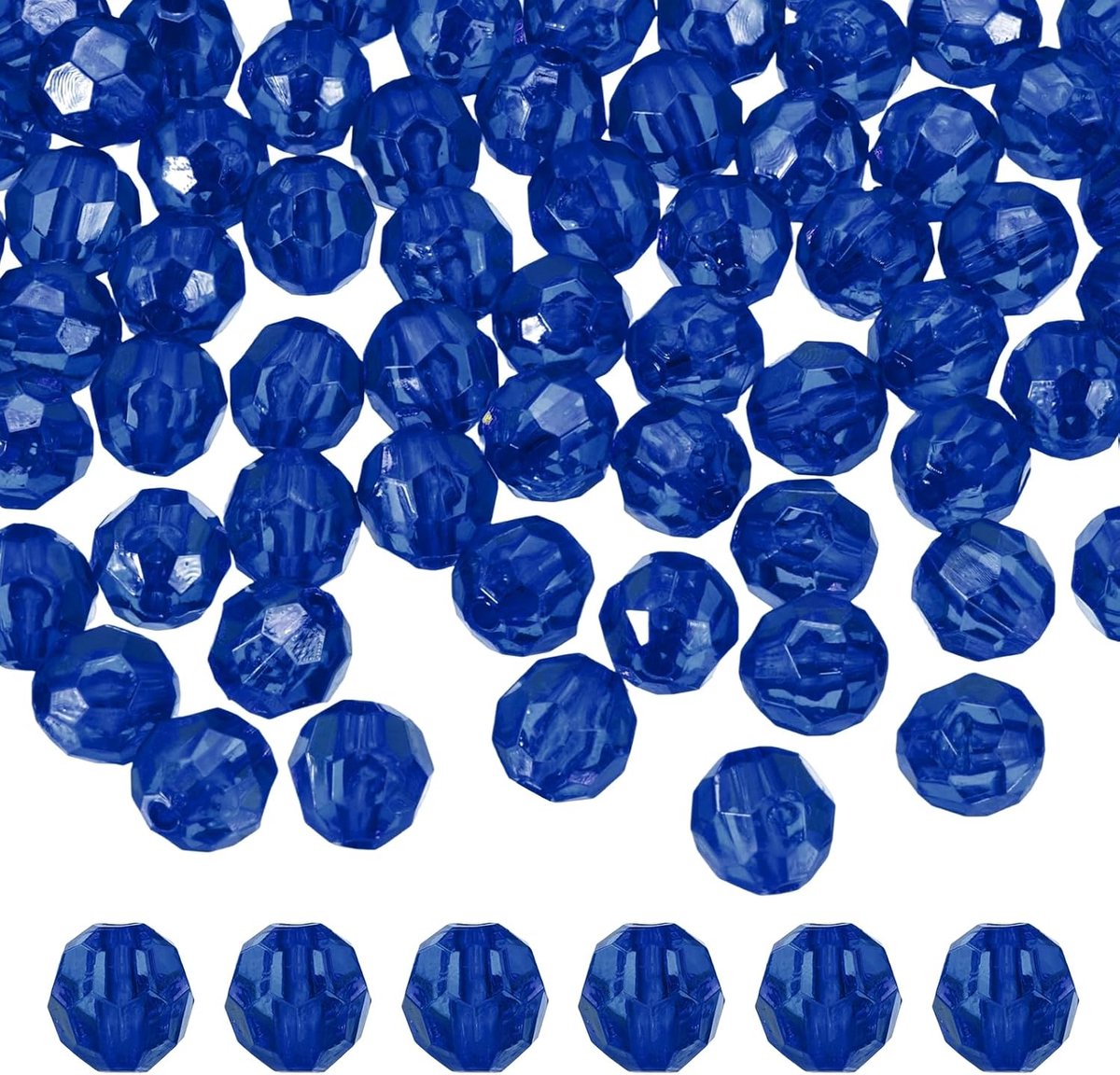 Kralen, gefacetteerd, 10 mm, afstandhouders, kristal, los, voor armbanden, halskettingen, sleutelhangers, doe-het-zelf, handwerk, sieraden maken, helderblauw