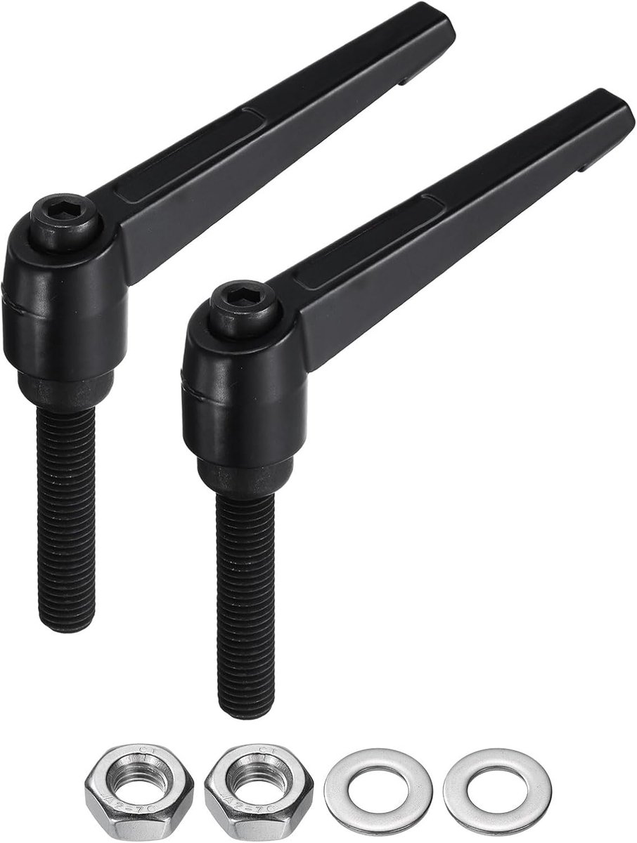 Handgrepen in hoogte verstelbaar, M12 x 60 mm, metrische schroefdraad met moeren, sluitringen, niveau-klemgreepset, handstiftknoppen, draaigreepgrepen, bouten met vergrendelingshendel, 2