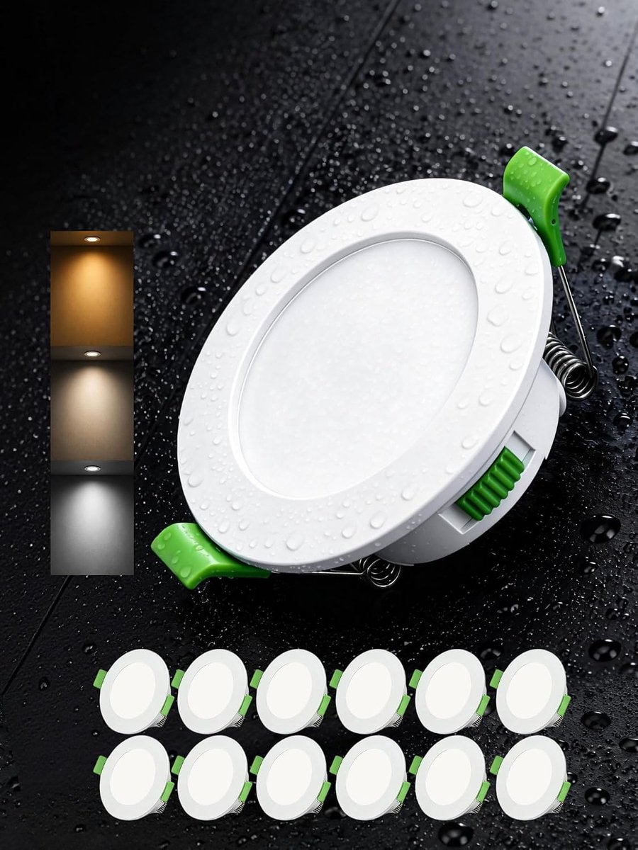 Inbouwspot 12 stuks 5W 450LM IP65 Ø68-78mm Wit | 12 LED inbouwspots 450LM met IP65 bescherming, dimbaar licht en instelbare kleurtemperaturen voor complete verlichting