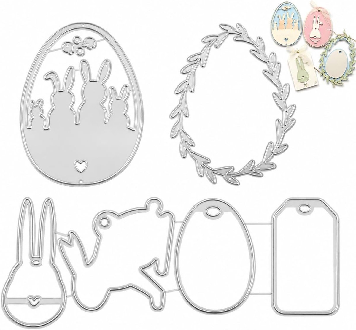 Stanssjablonen Set, Paasei metaal snijden dobbelsteen voor plakboeken - 3 Stuks Voor Pasen: Konijntje, Paasei & Wortel - Perfect voor Doe-Het-Zelf Scrapbooking, Fotoalbums & Decoratie