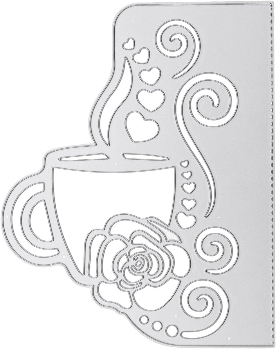 Snijmallen voor het maken van kaarten met Cup Rose Patroon in Metalen Valentijnsdag Gift Rose Die Cuts Embossing Tool Stencil Template voor DIY Scrapbooking Decor