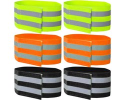 SnelShoppen - Reflector Strip 6 Stuks - Reflectoren voor Kleding - Reflectieve Tape voor Fietsen, Joggen en Buitenactiviteiten - 35x5 cm - Oranje, Gro