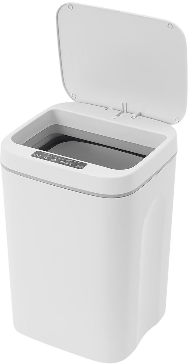 Automatische vuilnisemmer, afvalemmer met deksel, 16 l, keukenvuilnisemmer met sensor, automatisch, badkamer-vuilnisemmer, kunststof (ABS + PP), geurloos, gemak