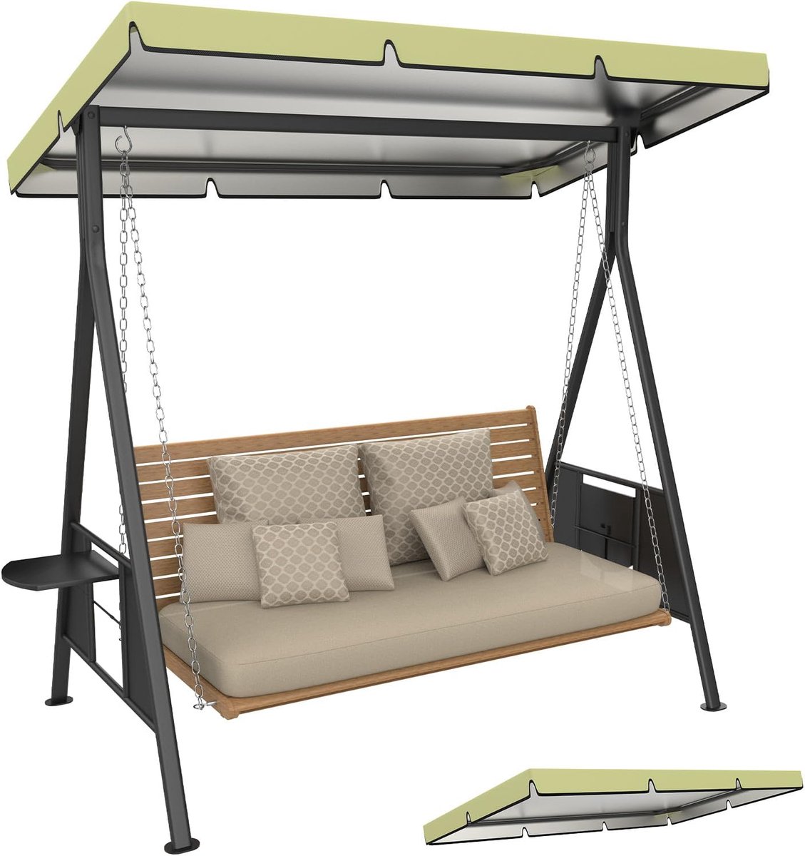 1 pak vervangend dekzeil voor schommelbank, 15,5 x 10,7 x 1,3 cm, 600D verdikt Oxford-dekzeil met overkapping, waterdicht materiaal voor buiten, tuin, binnenplaats, park, veranda, terras