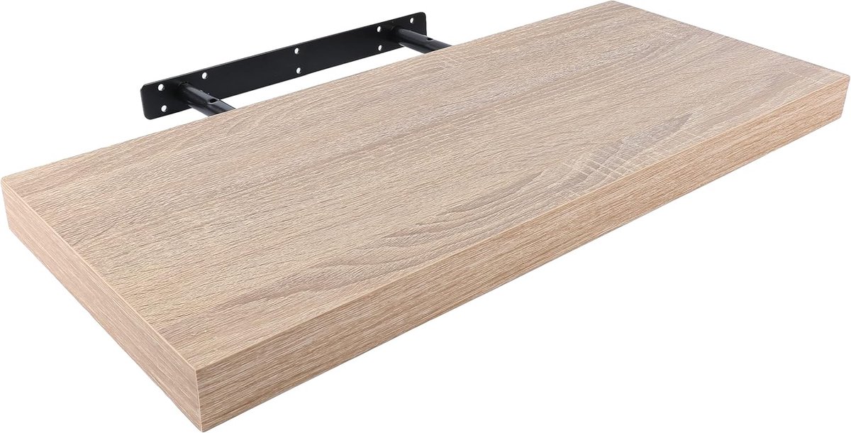 Zwevende wandplank 60x25x4cm wit eiken kleur, wandplank onzichtbare fixatie planken decoratief maximale belasting 25kg