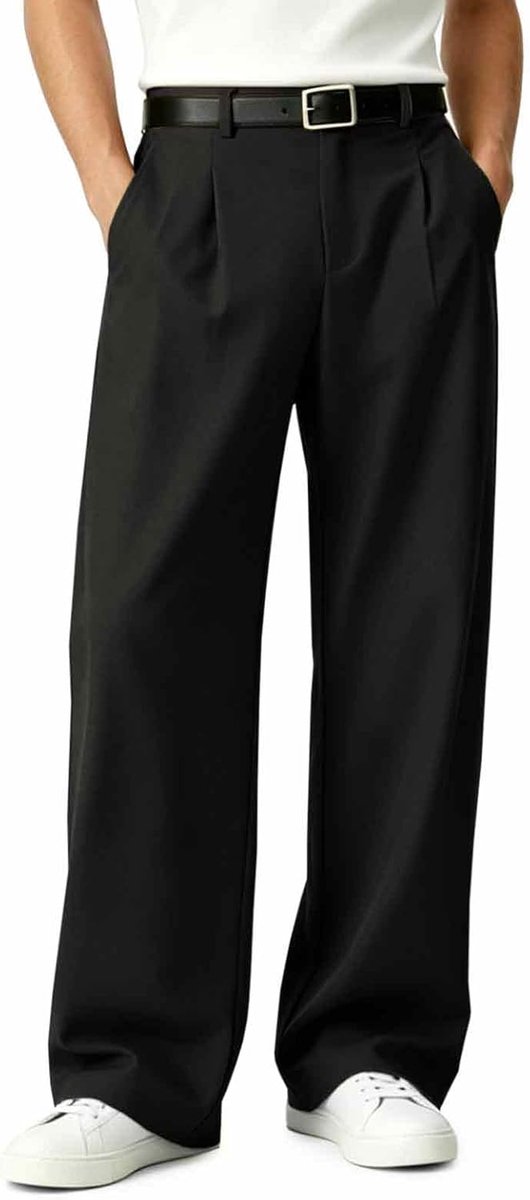 Chinobroek voor heren, baggy kostuumbroek, losse pasvorm, stretch, casual stoffen broek, zomer, brede joggingbroek voor mannen