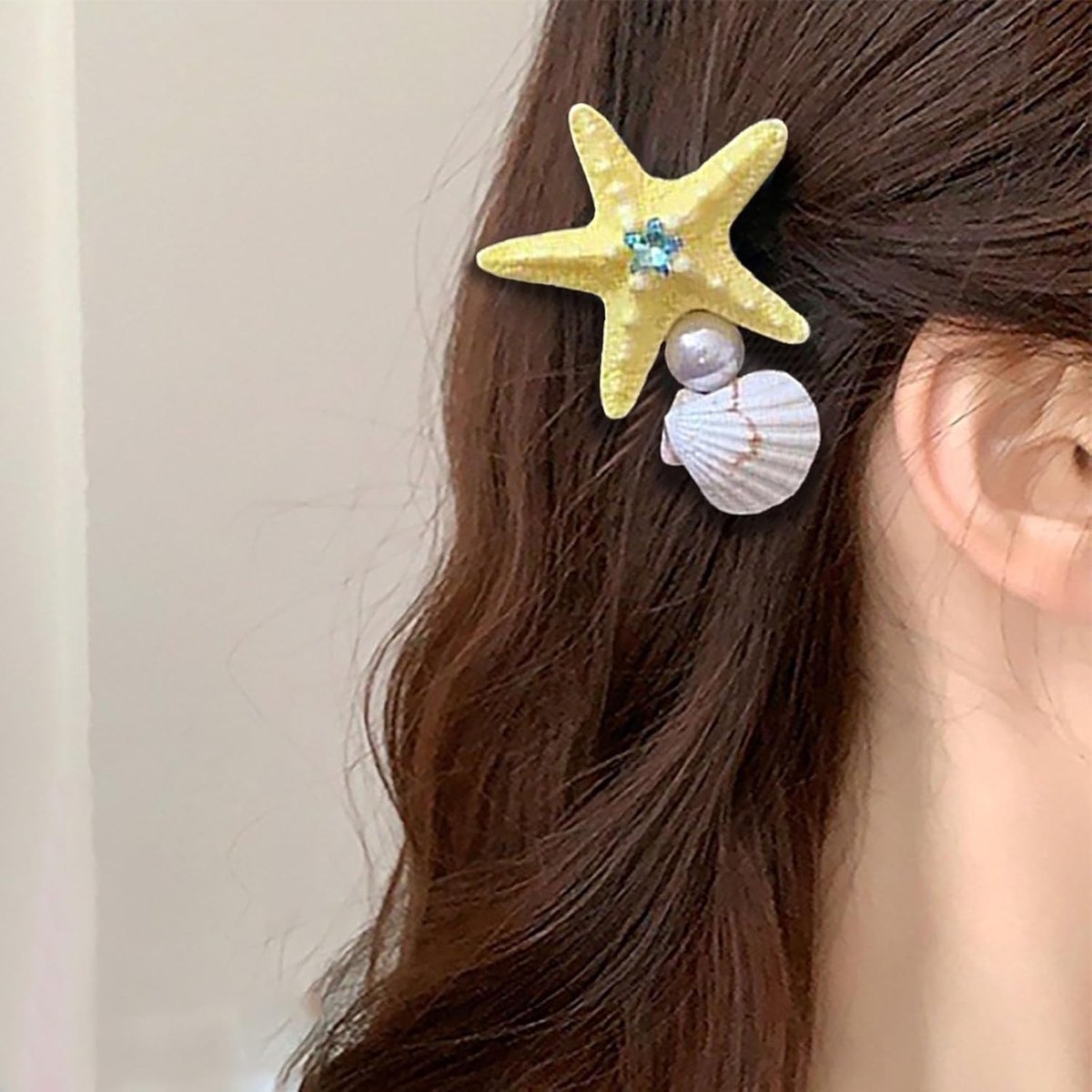 Zeester haarspeld parel schelp haar clip zomer schelp haarspelden geel hars zeester haarspelden Hawaiian strand haarspeld voor vrouwen