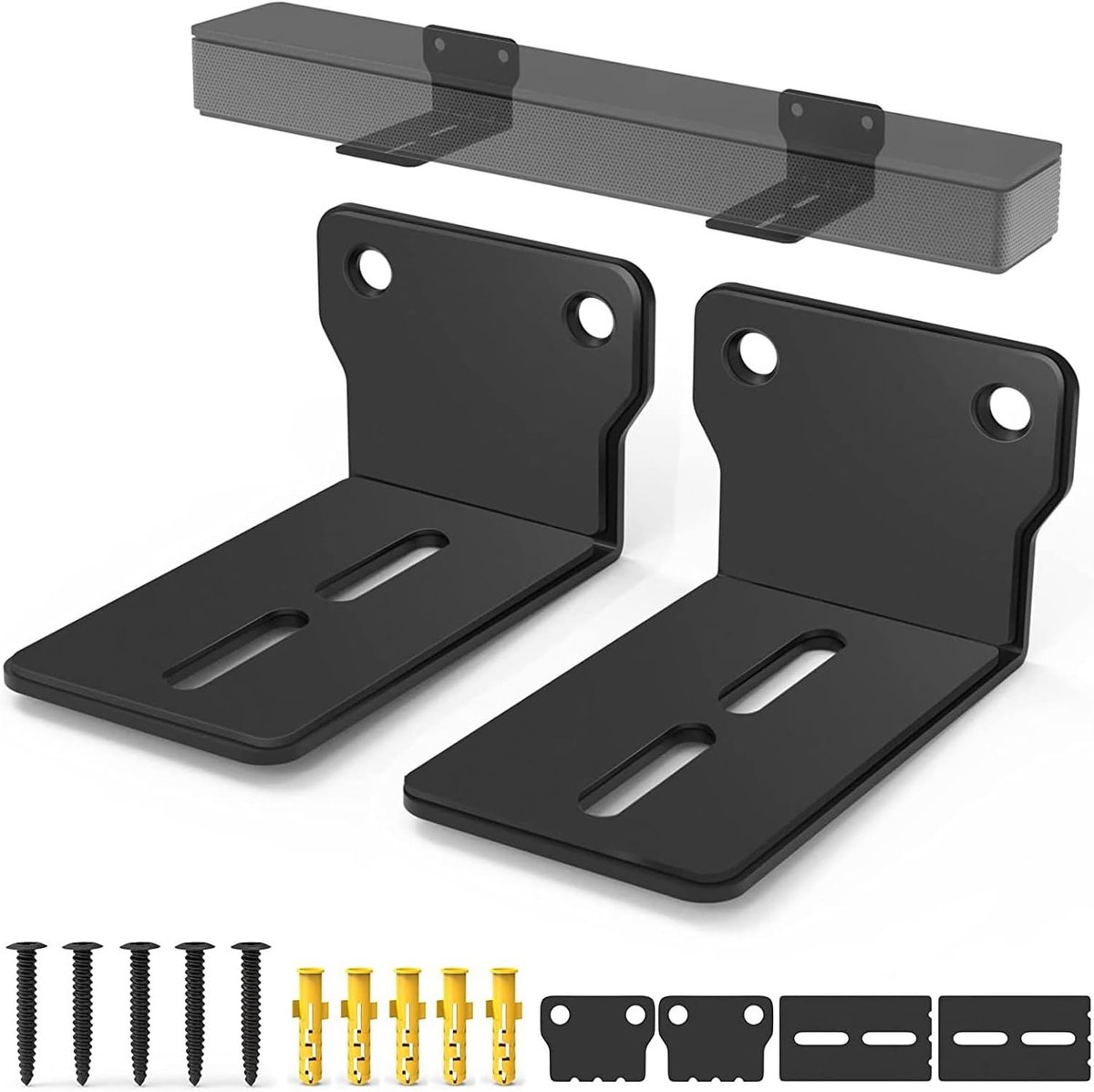 Wandhouder, universele soundbarhouder, tot max. soundbar, wandhouder, ruimtebesparende soundbar-montageset, luidsprekerhouder met wandbevestigingsschroeven (zwart)
