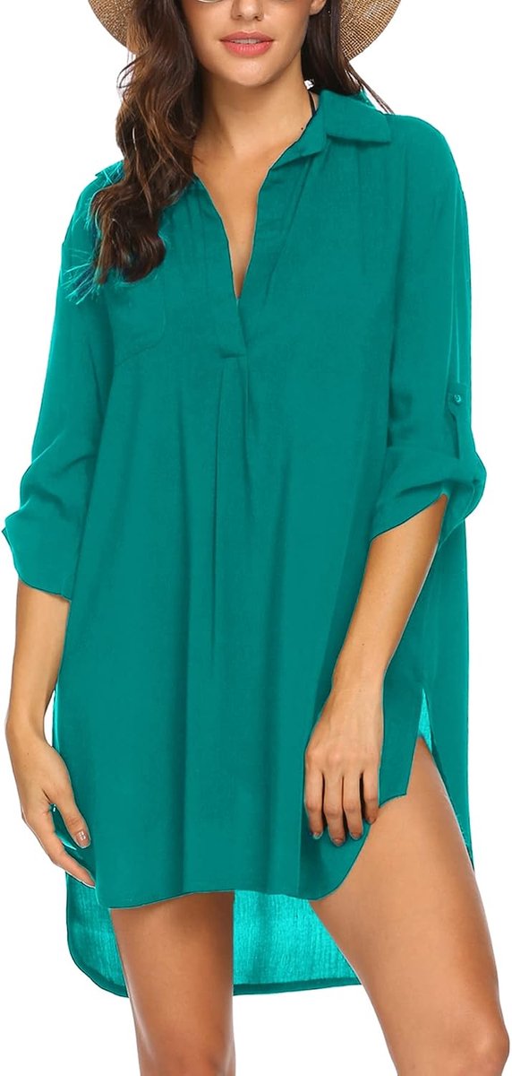 Strandjurk voor dames, bikini, cover-up, strandponcho, zomer, badmode, strandbedekking, shirt