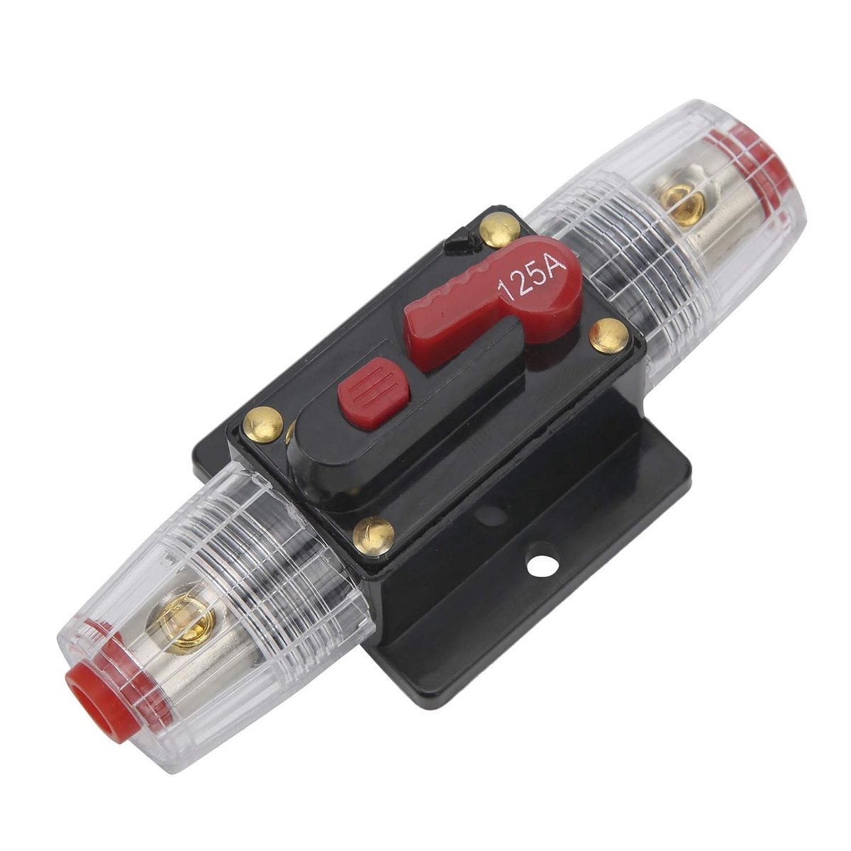 125A Audio Circuit Breaker Auto Stereo Inline Zekeringhouders Omvormer, handmatige reset 12 V-24 V DC voor Automotive Marine Boot Audio Systeembescherming