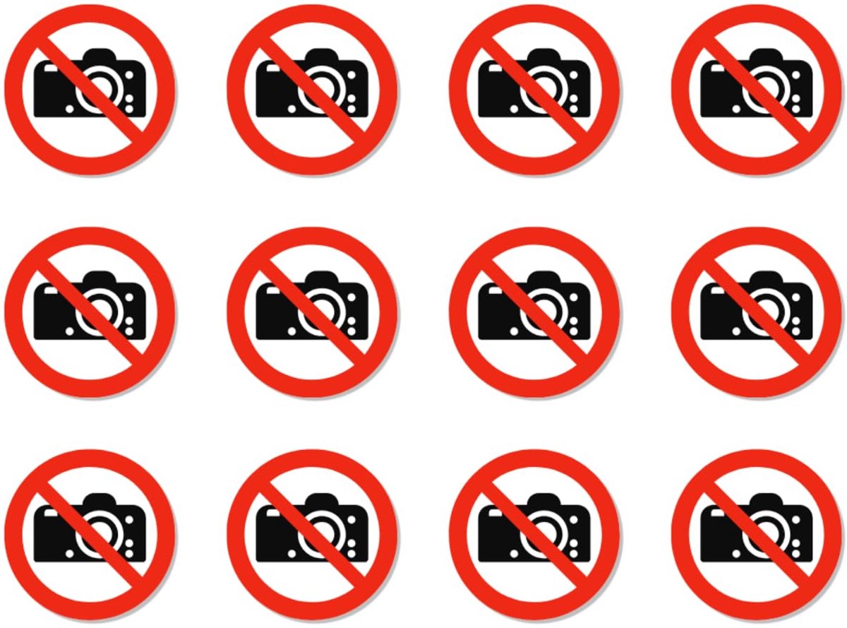 Verboden, verbodstekens: P029 - DIN EN ISO 7010 / ASR A1.3 - stickers: Ø 2,5 cm, 12 stuks
