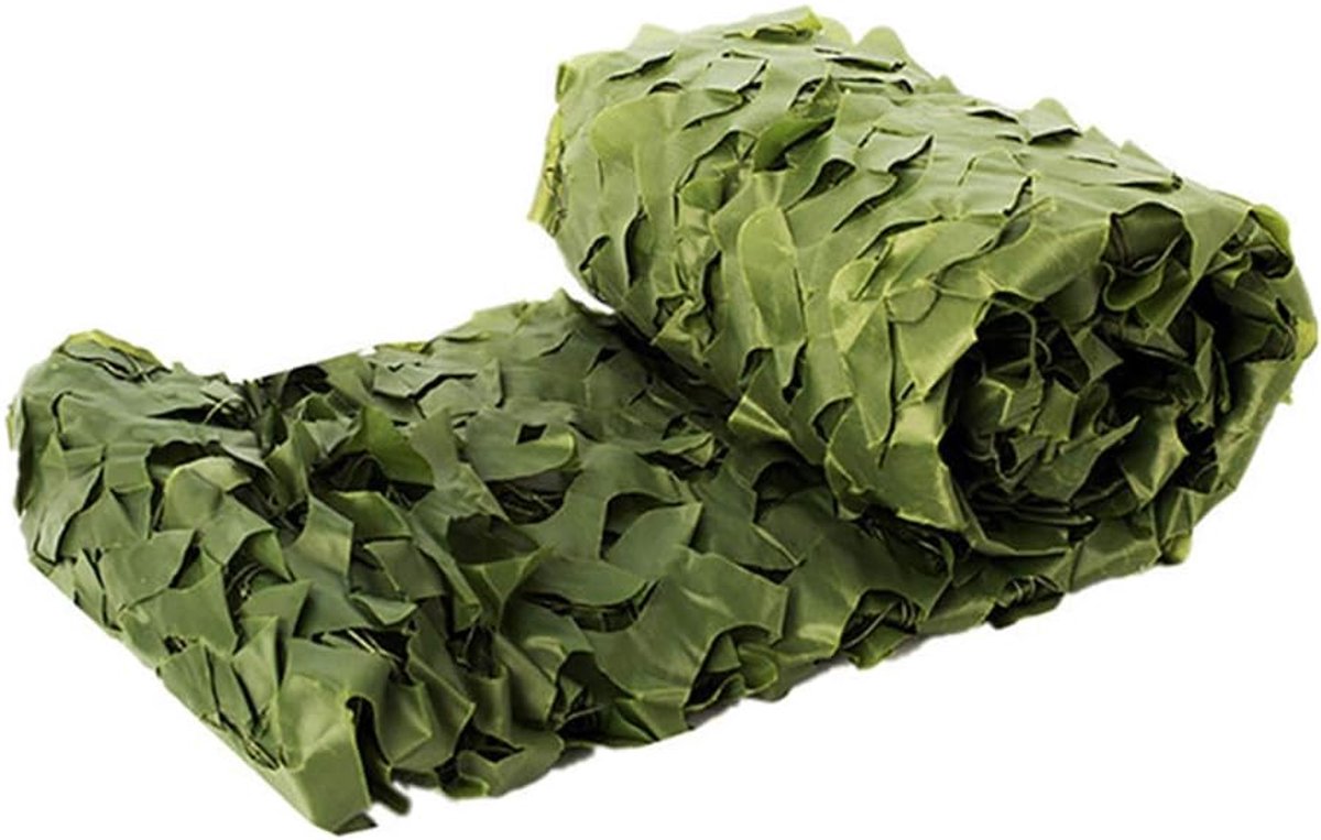 Camouflagenet, zonwering, camouflagenet, voor jacht, camping, decoratie, bescherming, tentscherm, zuiver groen, 3 m x 5 m