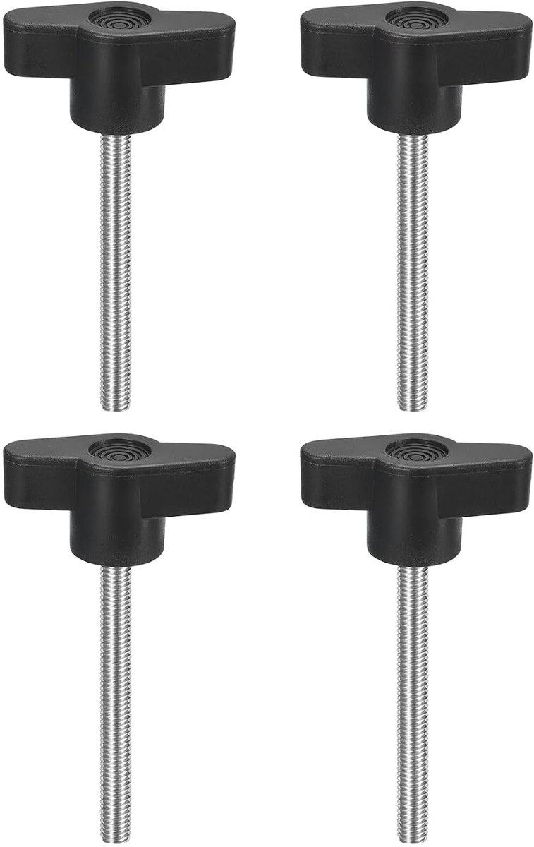 4 stuks spanschroefknopen, M5 x 50 mm, metrisch, 304 roestvrij staal, T-vormige duimschroeven, greep voor snel verwijderen, handvasttrekken, knopset