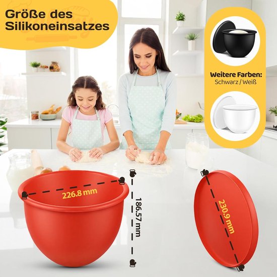 3 stuks siliconen inzetstukken met deksel voor KitchenAid keukenmachine Tilt-Head 5 kwart siliconen kom geschikt voor levensmiddelen -40 °C tot 240 °C, magnetron-, vaatwasser- en koelkastbestendig — afbeelding 4