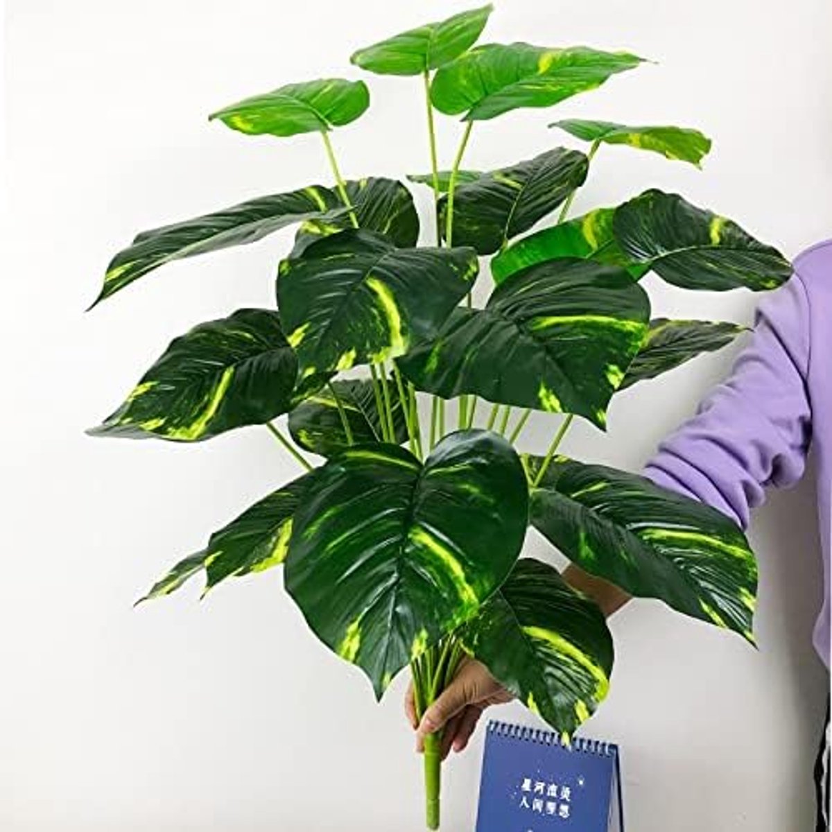 Palmboom 75 cm 24 Hoofden Grote Kunstmatige Monstera Tropische Planten Nep Palmboom Bladeren Plastic Jungle Gebladerte voor Thuis Tuin Decoratie Nep Planten (Kleur: 17, Maat: 65cm 18 koppen)