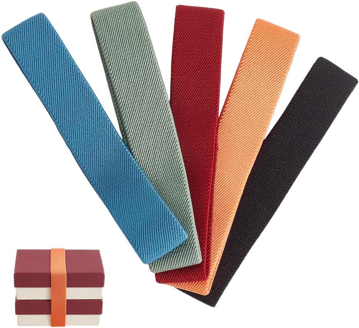 5 Stks 5 Kleuren Bento Box Elastische Band Bento Strap Vervanging Polyester Verstelbare Voedsel Maaltijd Lunch Dozen Container Bevestiging Wrap Loop Riemen voor Thuis School Kantoor Outdoor