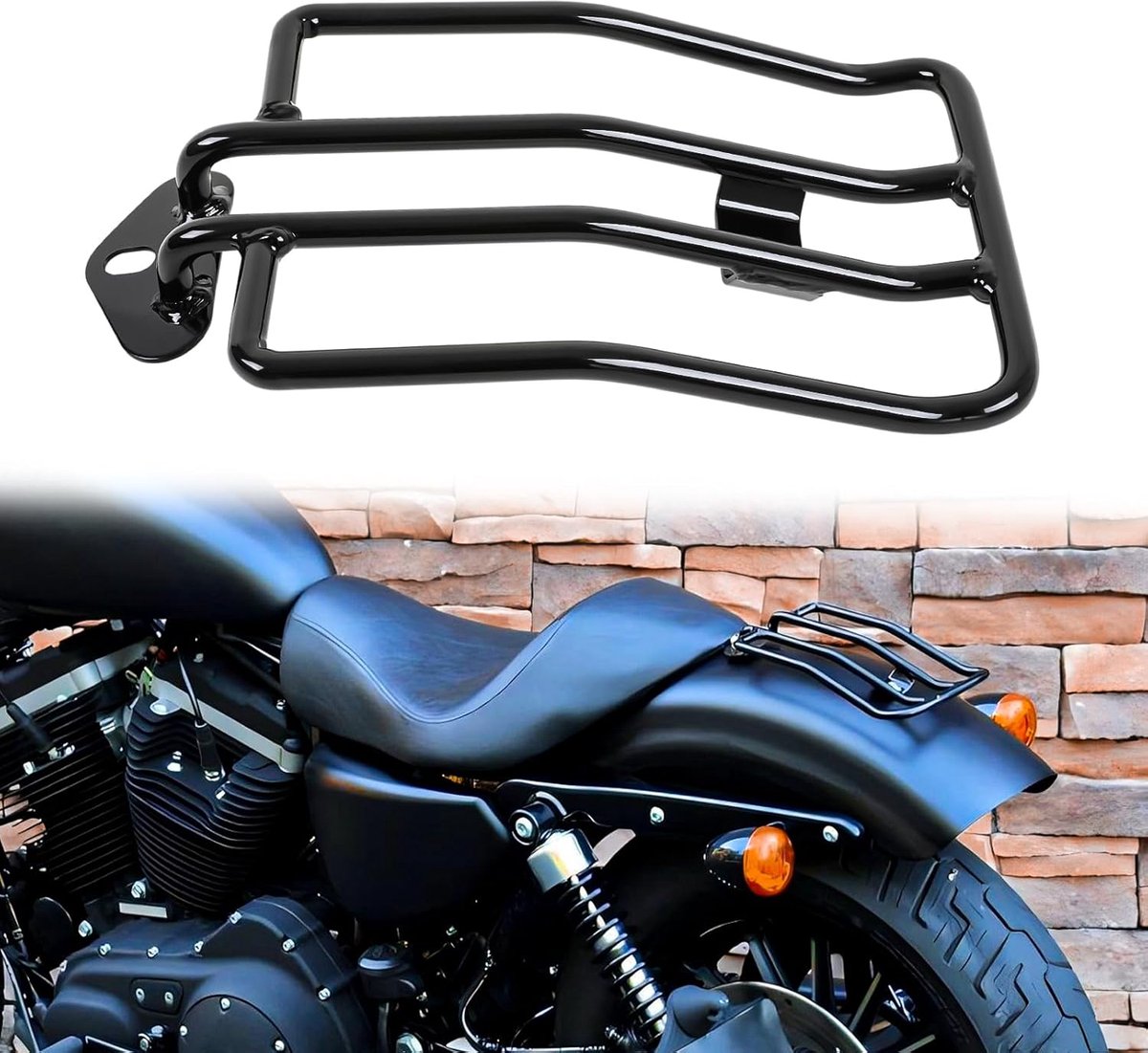 Motorfiets bagagedrager, motorfiets solozitje achterbagagedrager compatibel met Harley Sportster XL 883 48 72 1200, 2004-2015, zwart