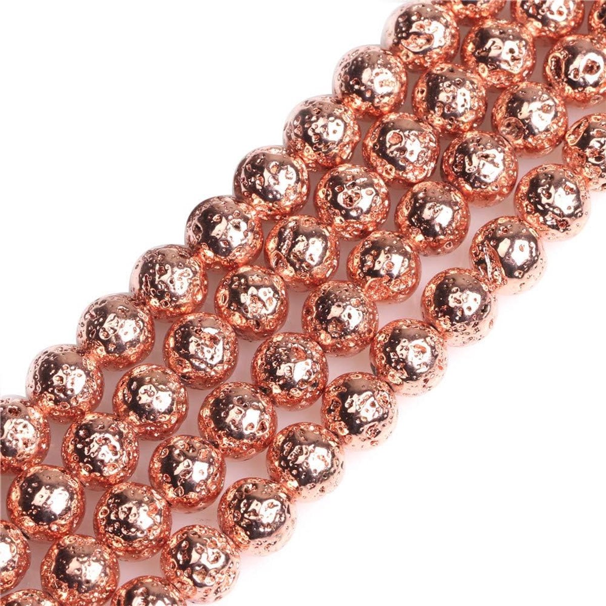 Rose goud metallic gecoate edelsteen losse vulkanische rots kralen voor sieraden maken ronde 4mm 15" 8mm Rose 8mm