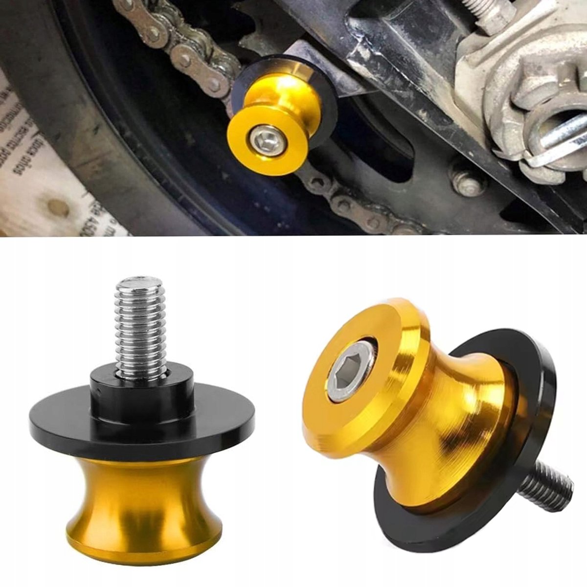 Gouden Motor Hefrolletjes M8 x 1.25 - Sliders voor Motorlift