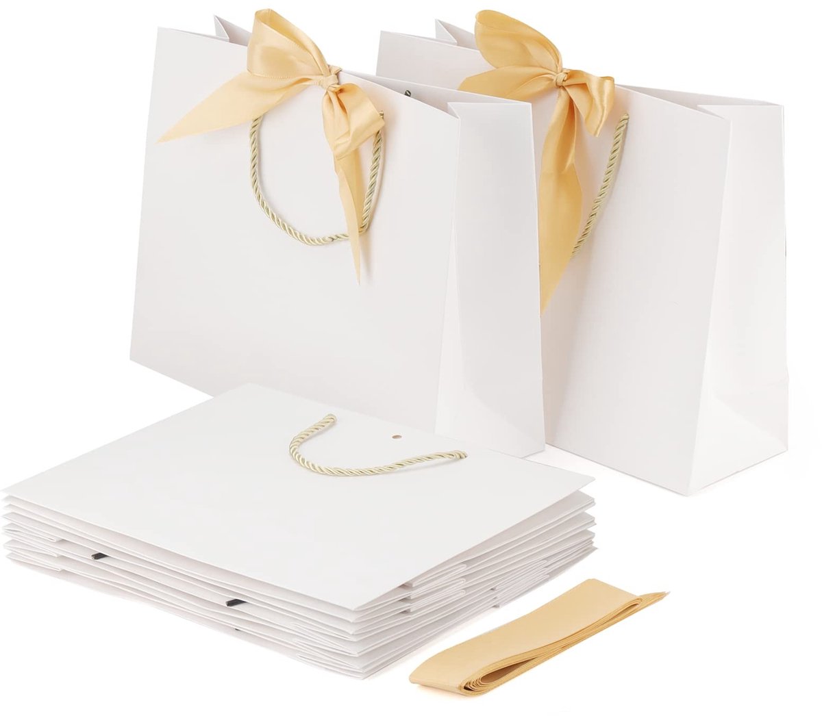 SolidKeus - Set van 20 Witte Papieren Cadeautassen met Handvatten