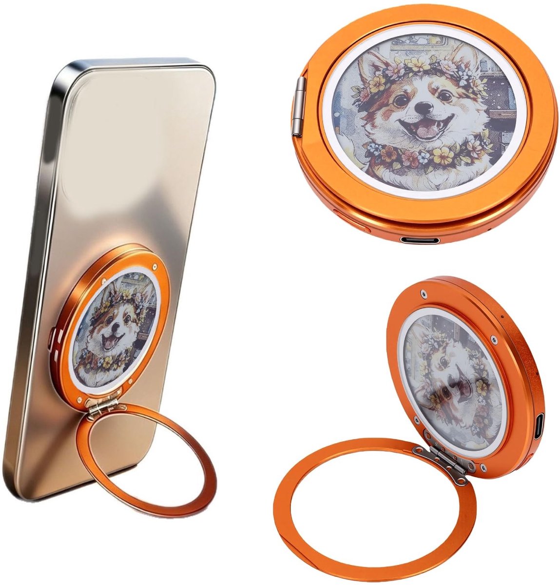 SolidKeus - Bluetooth Magnetische Telefoonring met 1,69 Inch Inktscherm