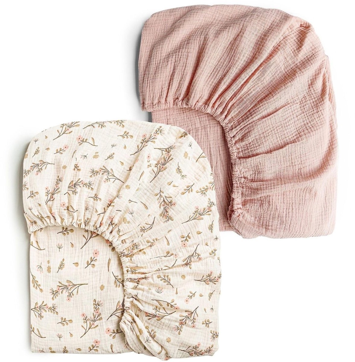 SolidKeus - Set van 2 Muslin Fitted Sheets voor Crib en Buggy