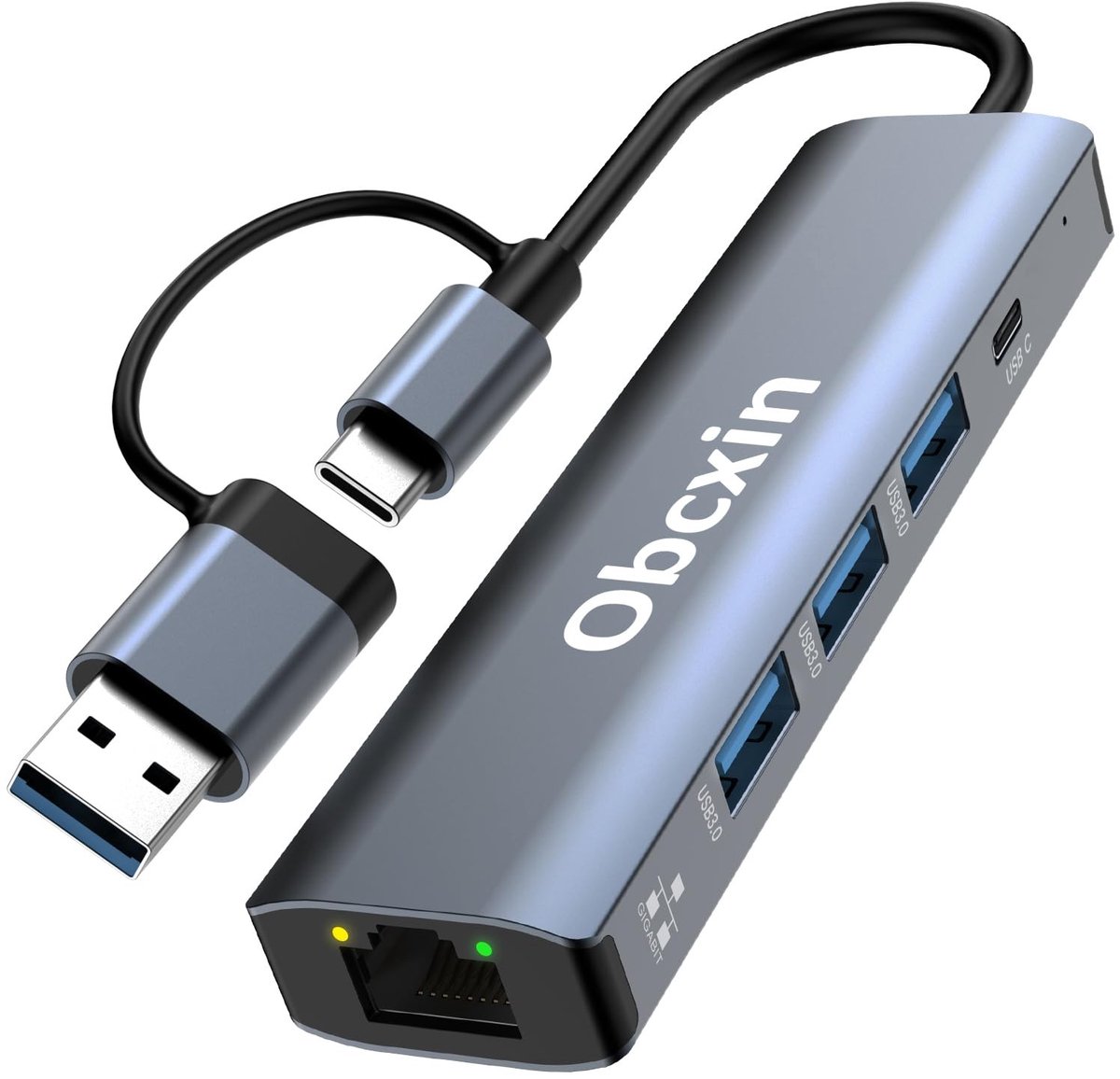 SolidKeus - 5-in-2 USB-A/USB-C naar Ethernet Adapter