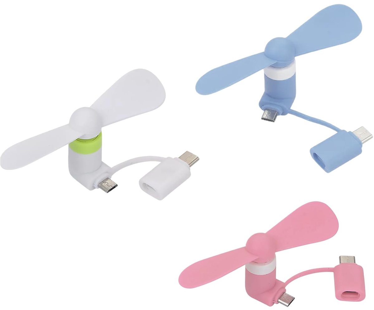 SolidKeus - Mini Ventilator 2-in-1 voor Mobiele Telefoon