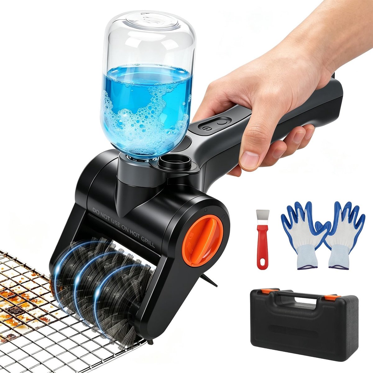 SolidKeus - Draadloze Elektrische Grillborstel met Waterreservoir