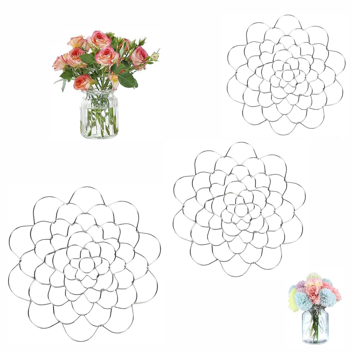 SolidKeus - 3 Stuks RVS Bloemenhouder voor Arrangements