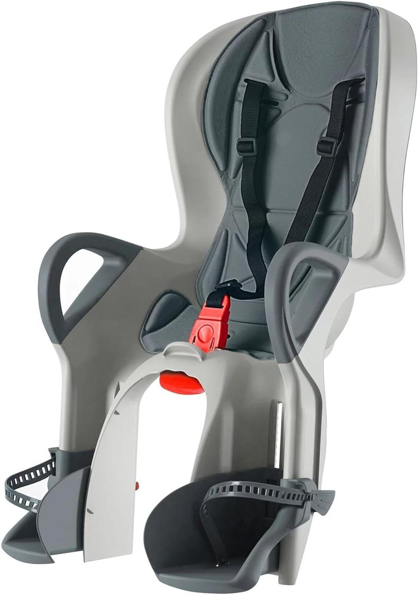 Kinderfietsstoeltje - Achterzitje - Veilig Fietsen - Verstelbare Rugleuning - Tot 22 kg - Grijs