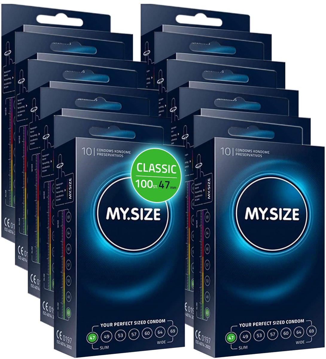 MY.SIZE Classic condooms maat 1 I 47 mm breed I 100 stuks maxi pack I premium condooms extra dun I condooms true to touch gossamer I dunne 0,07 mm wanddikte I condooms veganistisch