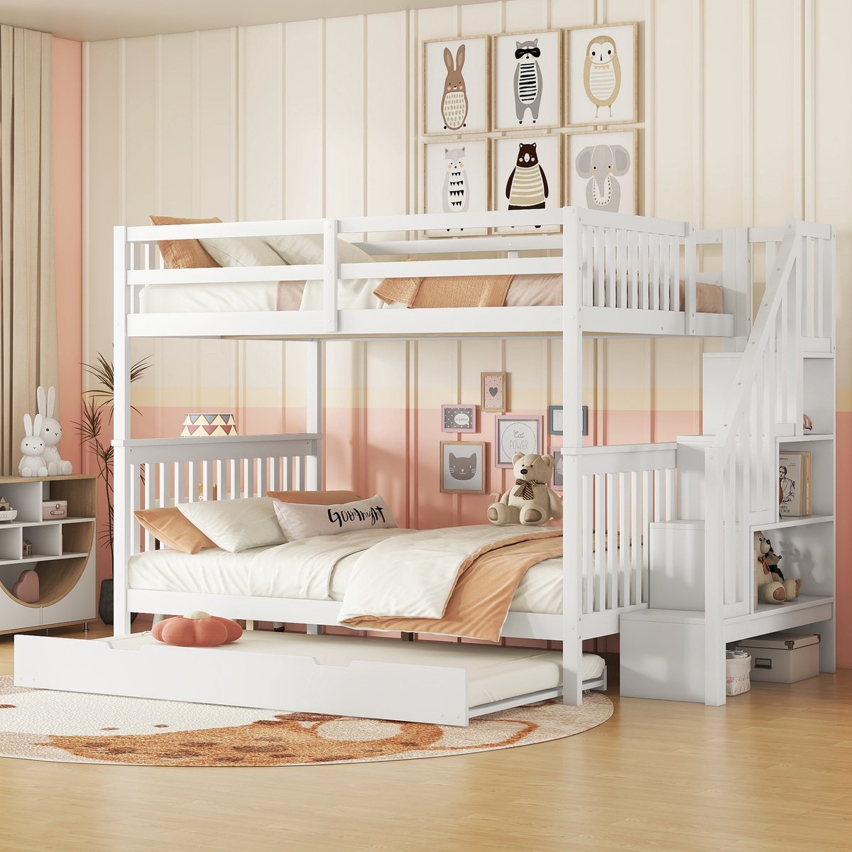 Bedframe - voor matras 140 x 200 cm - wit - met lattenbodem - maximaal belastbaar 120 kg - matras niet inbegrepen - voor de slaapkamer