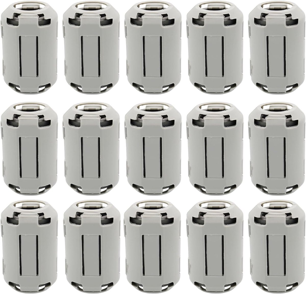 15Pcs 13mm Grijze Clip-on Ferriet Ring Core RFI EMI Ruisonderdrukker Anti-interferentie Kabel Clip voor Telefoons Tvs Luidsprekers Radio Audio Apparatuur Ruisonderdrukking Video Kabel Netsnoer