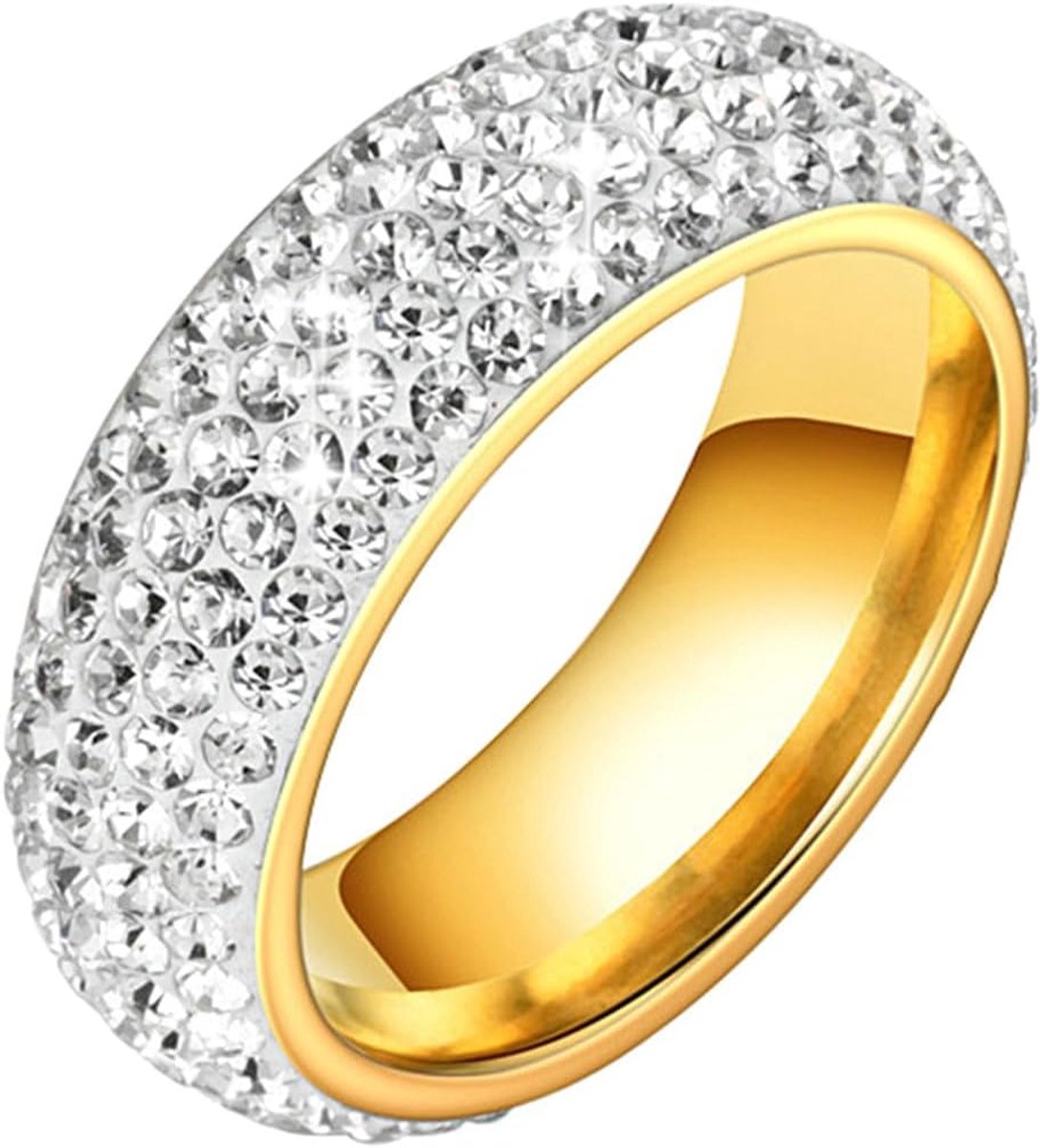 Ringen Roestvrij Staal Bruiloft 8mm met Cubic Zirconia Zilveren Trouwringen