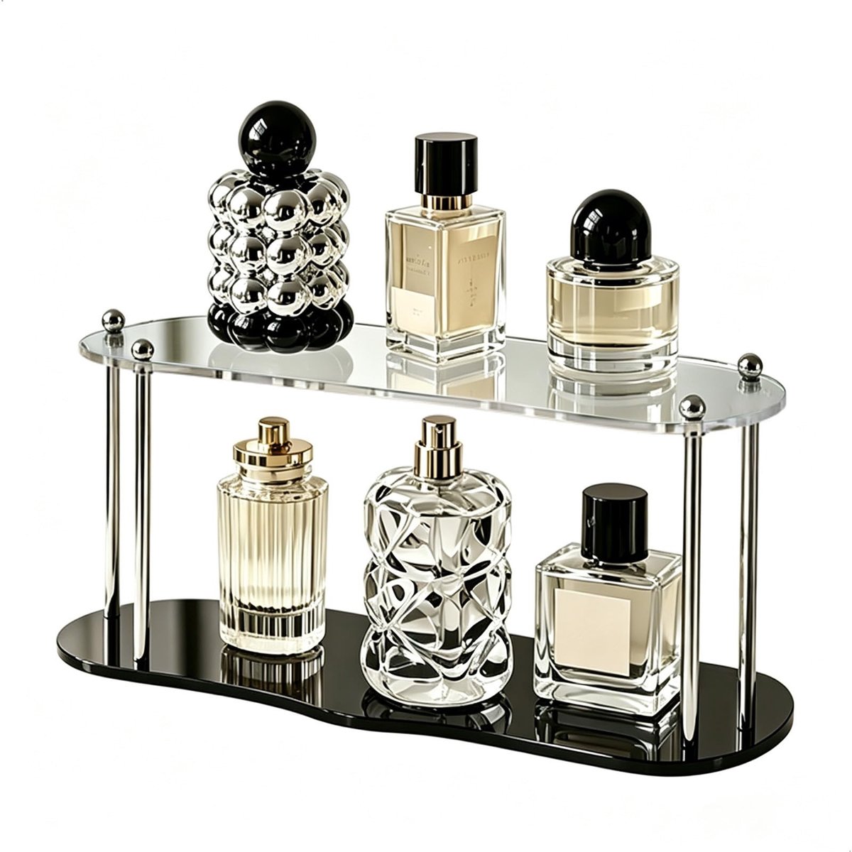 Omgoods - Parfumstandaard met 2-laags Acrylplanken en Metalen Frame
