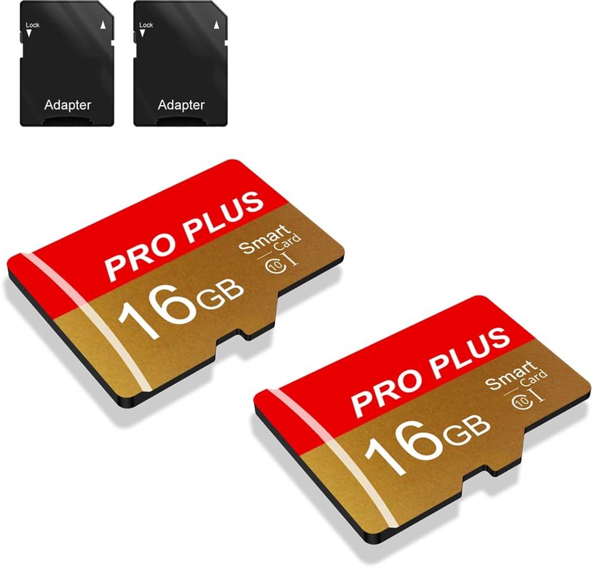Omgoods - 2-Pack SD Geheugenkaarten 16GB met SD Adapter, UHS-I A1 C10
