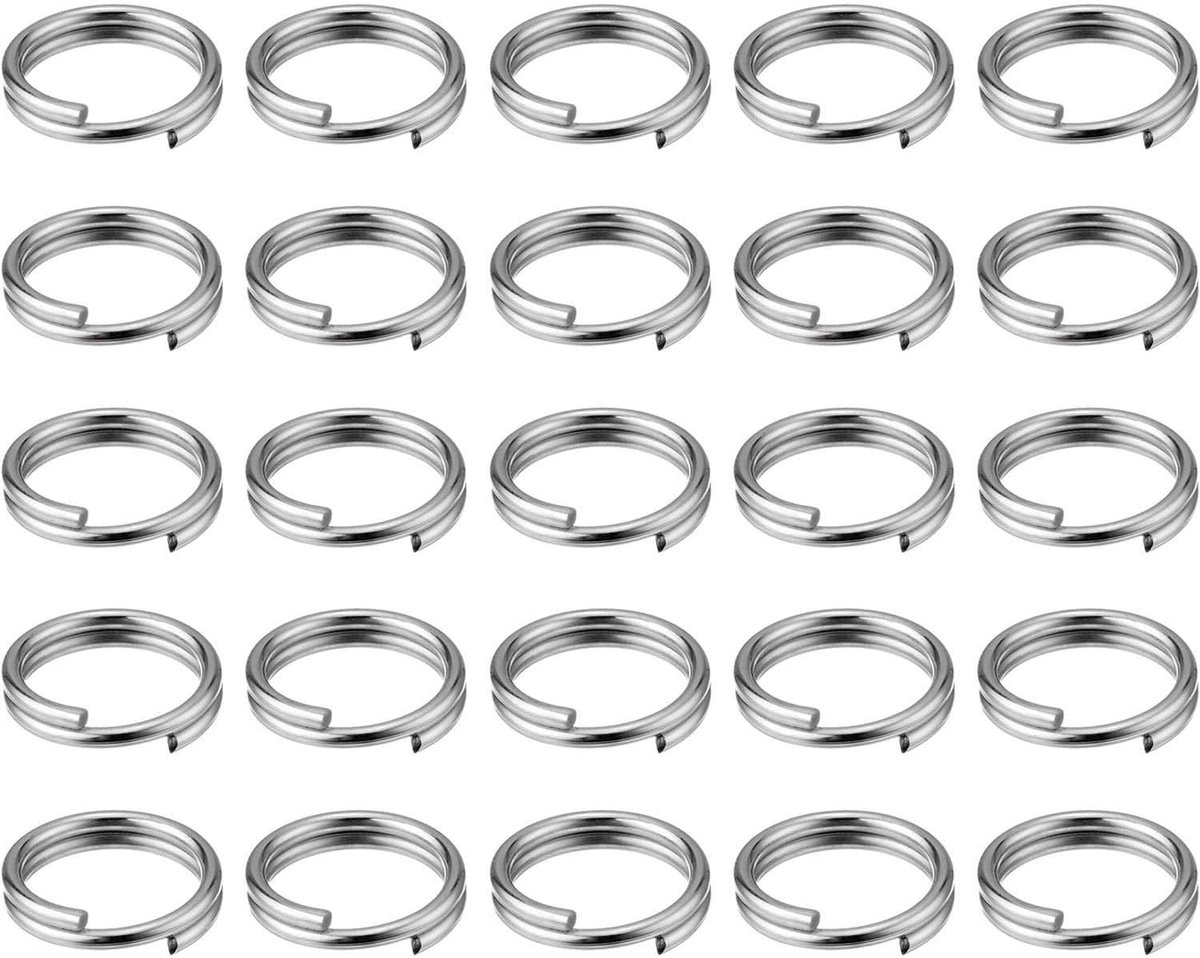 Sleutelhangers, Metalen Sleutelhanger, 100 stuks, Zilver, 0,39 inch Gedeelde Sleutelhanger