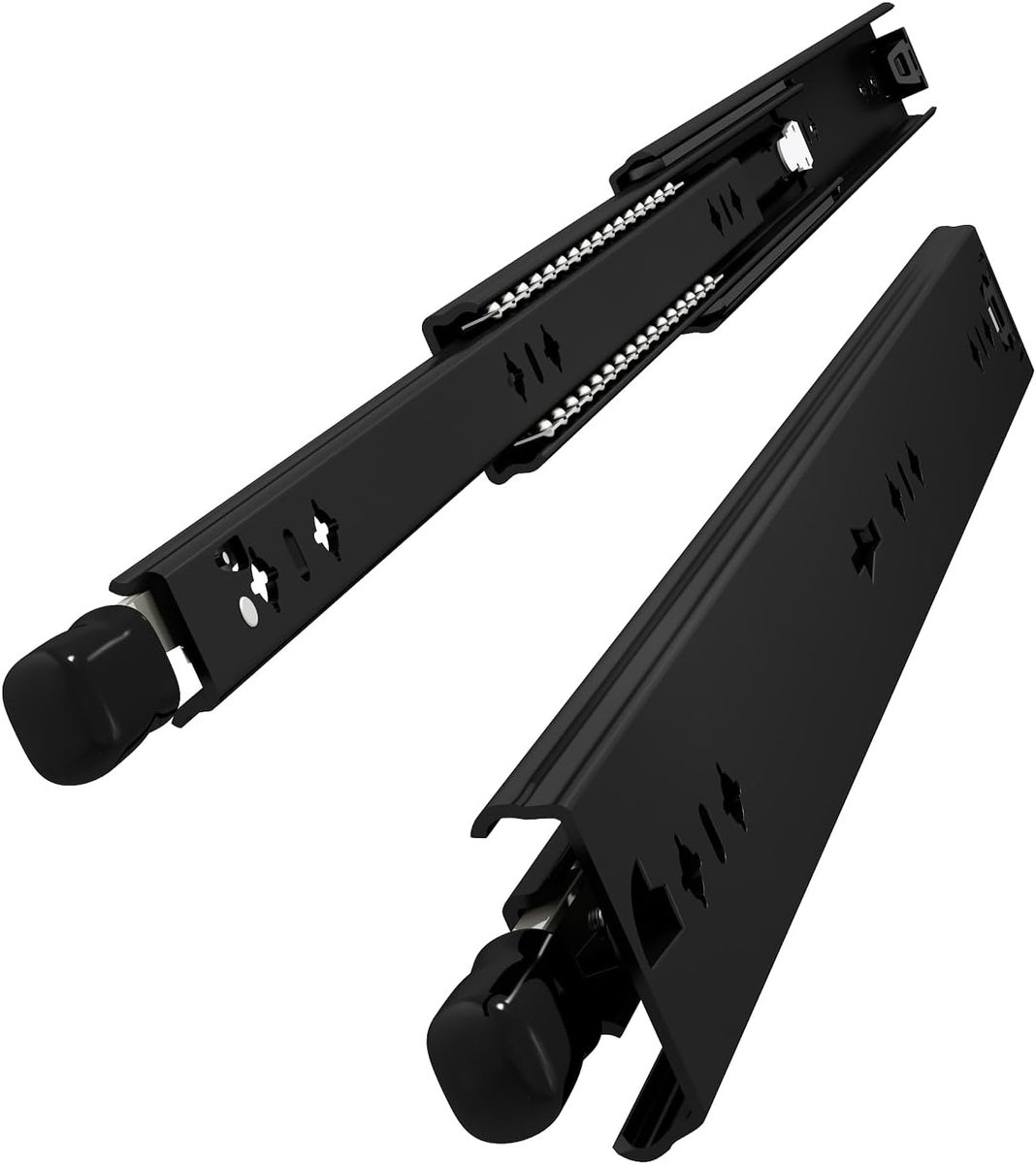 1000mm Zwart Zwaarbelaste ladegeleider met slot #D53 | 80 kg draagvermogen, volledig uittrekbare kogellagers, zijmontage, 1 paar