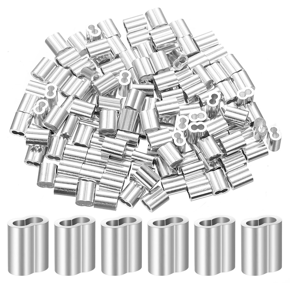 SolidKeus - 130 Aluminium Kabelklemmen voor Rubber Kabels en Touwen, M2