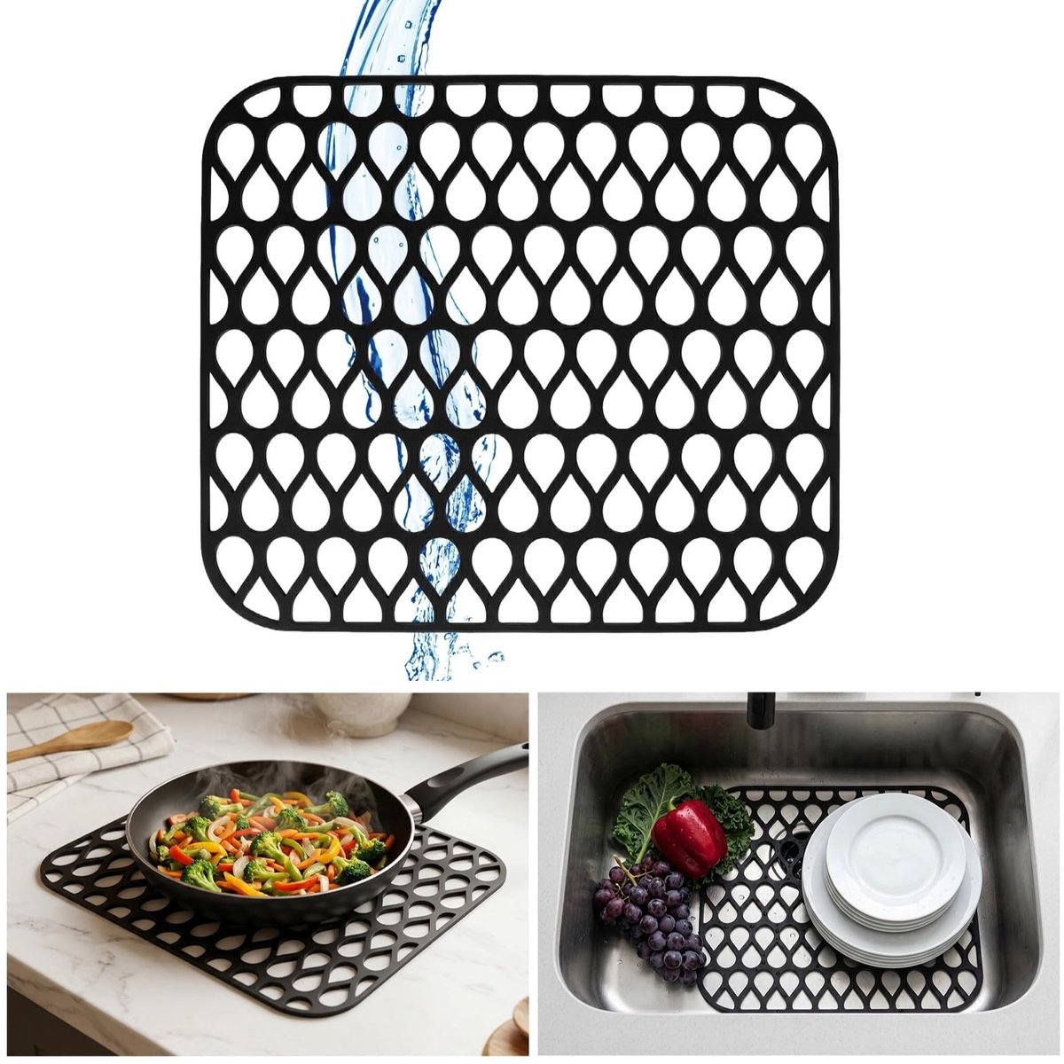 SolidKeus - Silicone Draining Mat 34x30cm voor Keuken en Badkamer