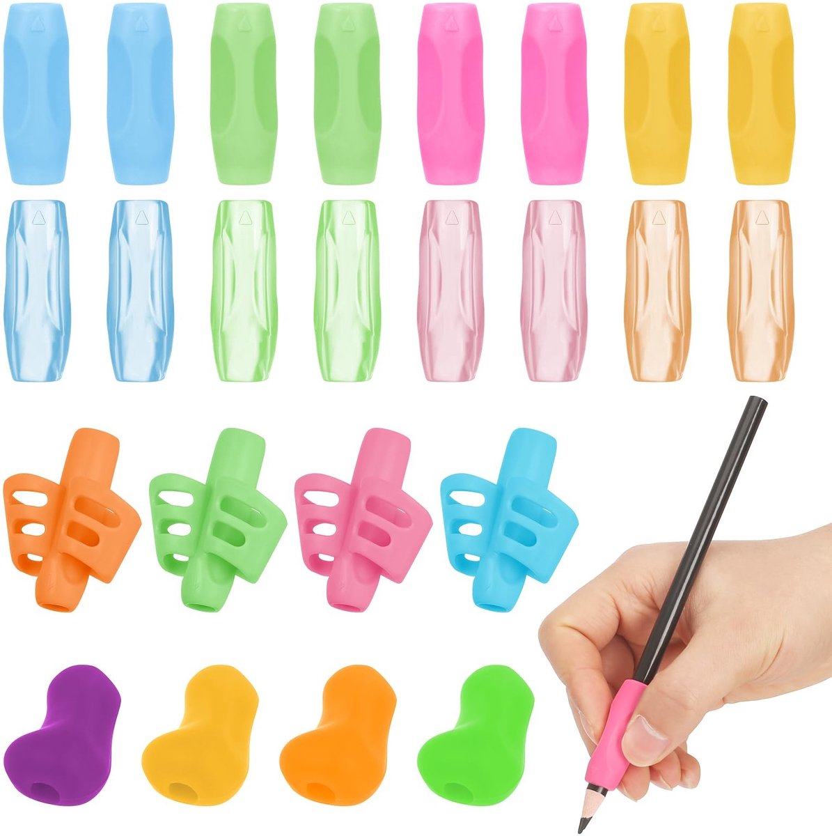 SolidKeus - Set van 24 Schrijfhouders voor Kinderen in 6 Kleuren