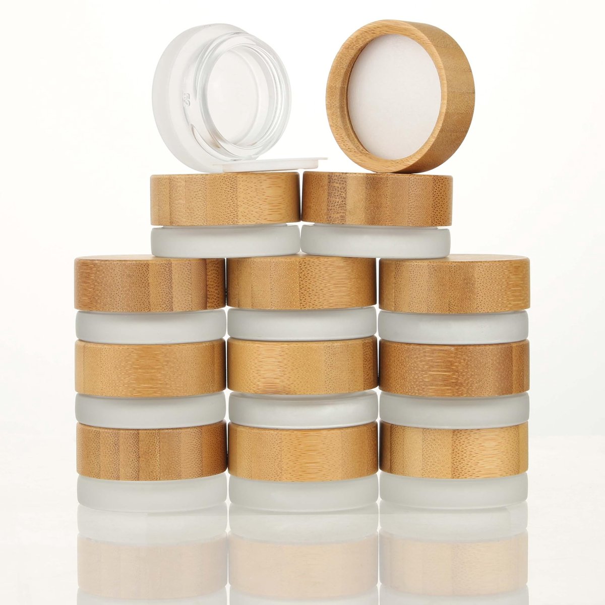 SolidKeus - Set van 18 Lege Glazen Jars met Bamboe Deksel 5ml