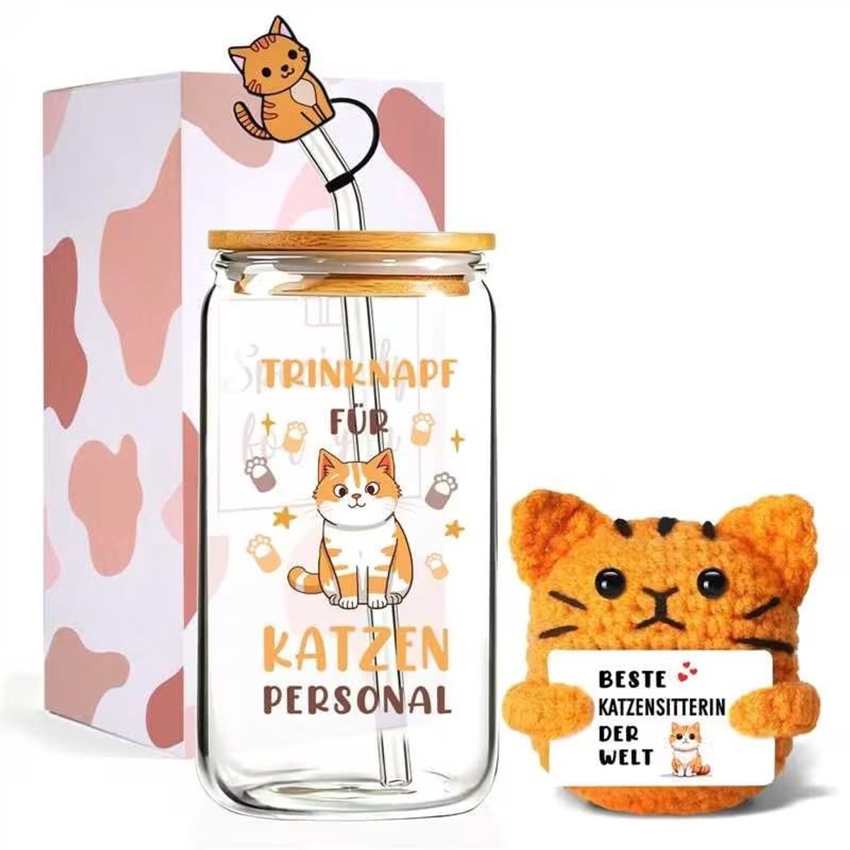 SolidKeus - Cat Gift Set met Drinkbeker en Handgemaakt Katje