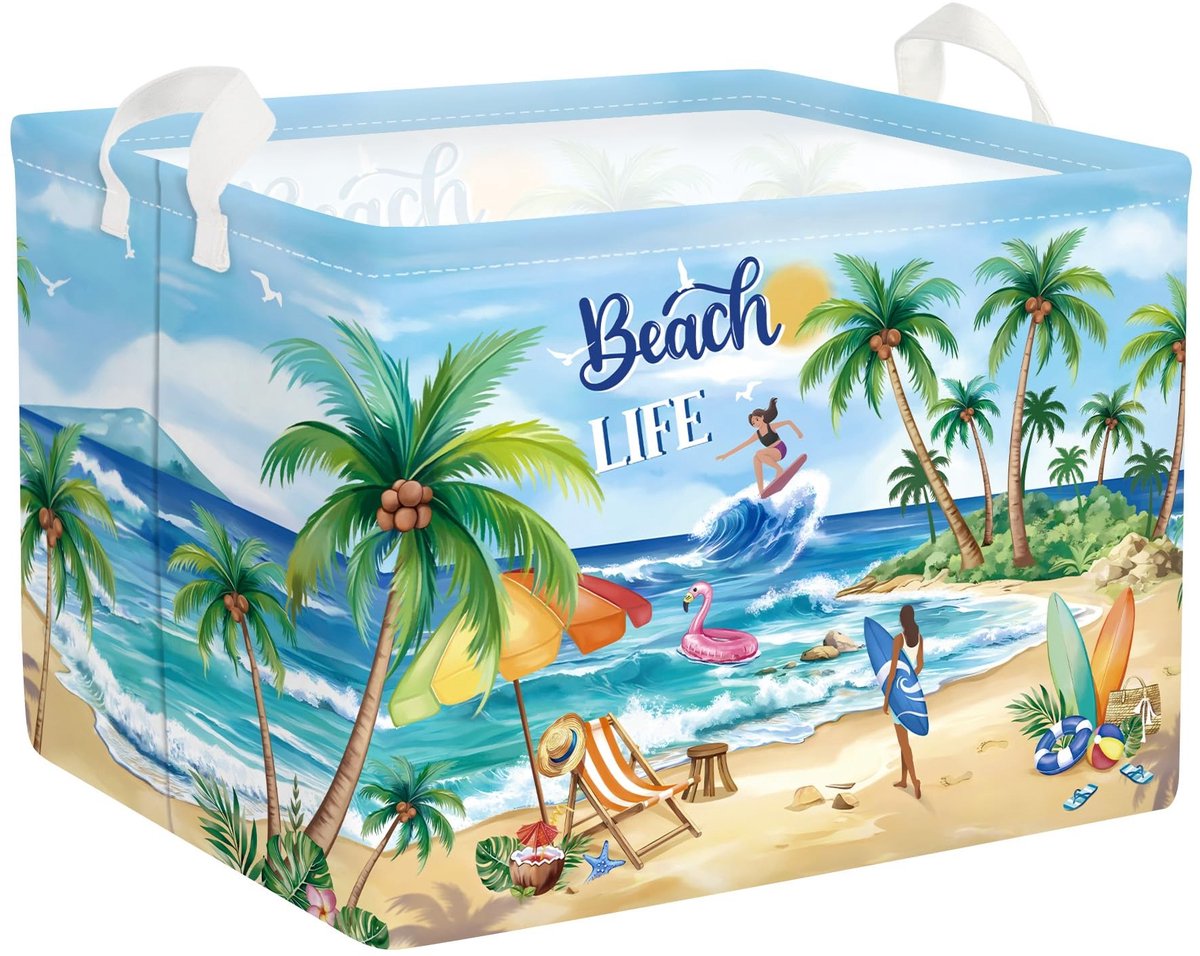 SolidKeus - Opvouwbare Wasmand Tropische Zomer 36L voor Kleding en Speelgoed