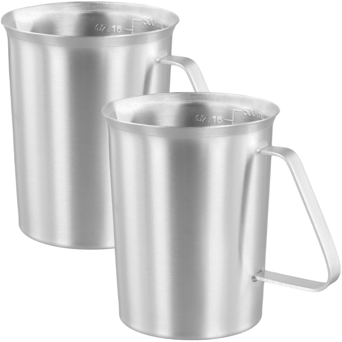 SolidKeus - Set van 2 RVS Maatbekers 500ml met Handvat
