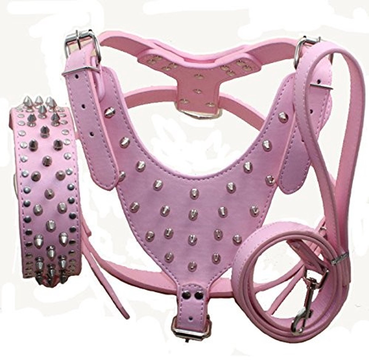 SolidKeus - 3-delige Set van Leren Harnas, Halsband en Leash voor Middelgrote en Grote Honden
