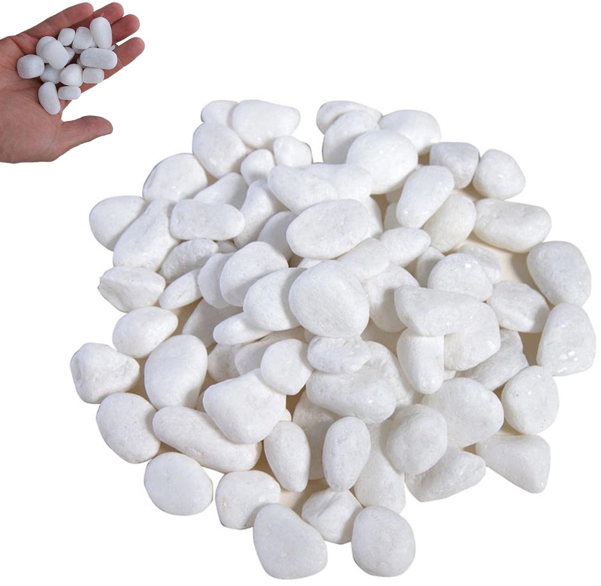 SolidKeus - Set van 1kg Witte Gepolijste Rivierstenen 4-8cm